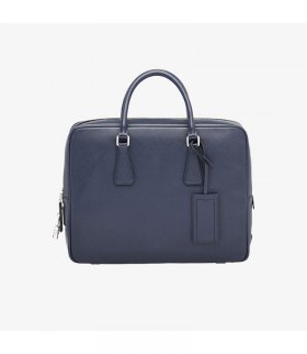 Prada VS0305 Leather Briefcase In Navy Blue