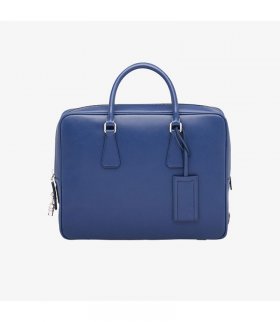 Prada VS0305 Leather Briefcase In Blue