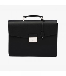Prada 2VB006 Leather Briefcase In Black