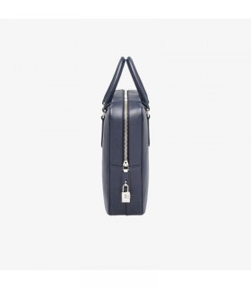 Prada VS0305 Leather Briefcase In Navy Blue